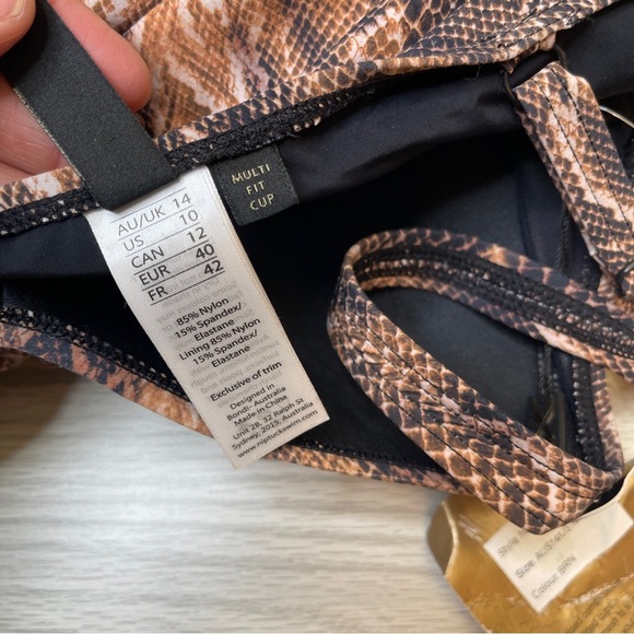 Nip Tuck Swim Joanne Rattle Me Twist Front One Piece Brown Swimsuit Size US 10 - Picture 10 of 16